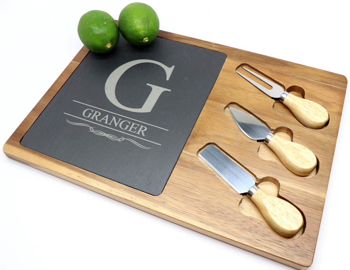 Acacia and Slate Cheese Set - Family