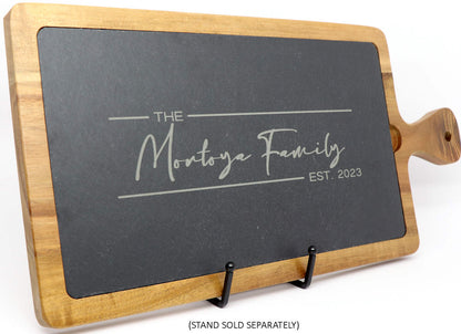 Acacia and Slate Cutting Board, Paddle Style - Family