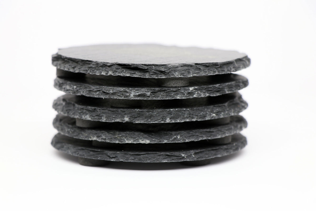Smoking Skulls Coaster Set - Round Slate