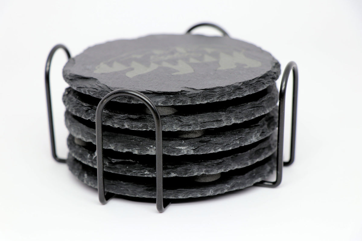Hands Coaster Set - Round Slate