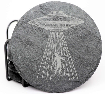 UFO Coaster Set - Round Slate