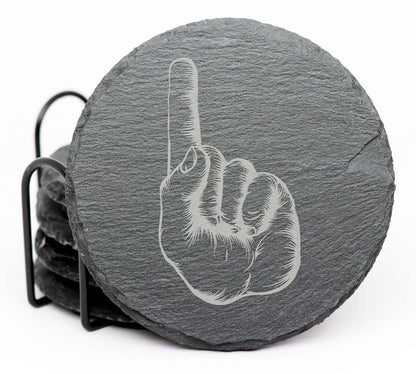 Hands Coaster Set - Round Slate