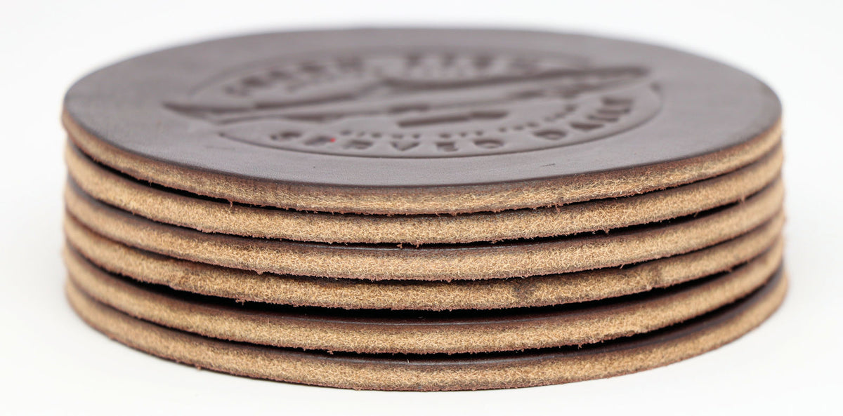 Wild West Premium Leather Coasters - Dark Brown