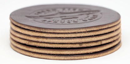 Wild West Premium Leather Coasters - Dark Brown