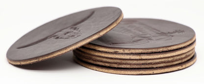 Wild West Premium Leather Coasters - Dark Brown