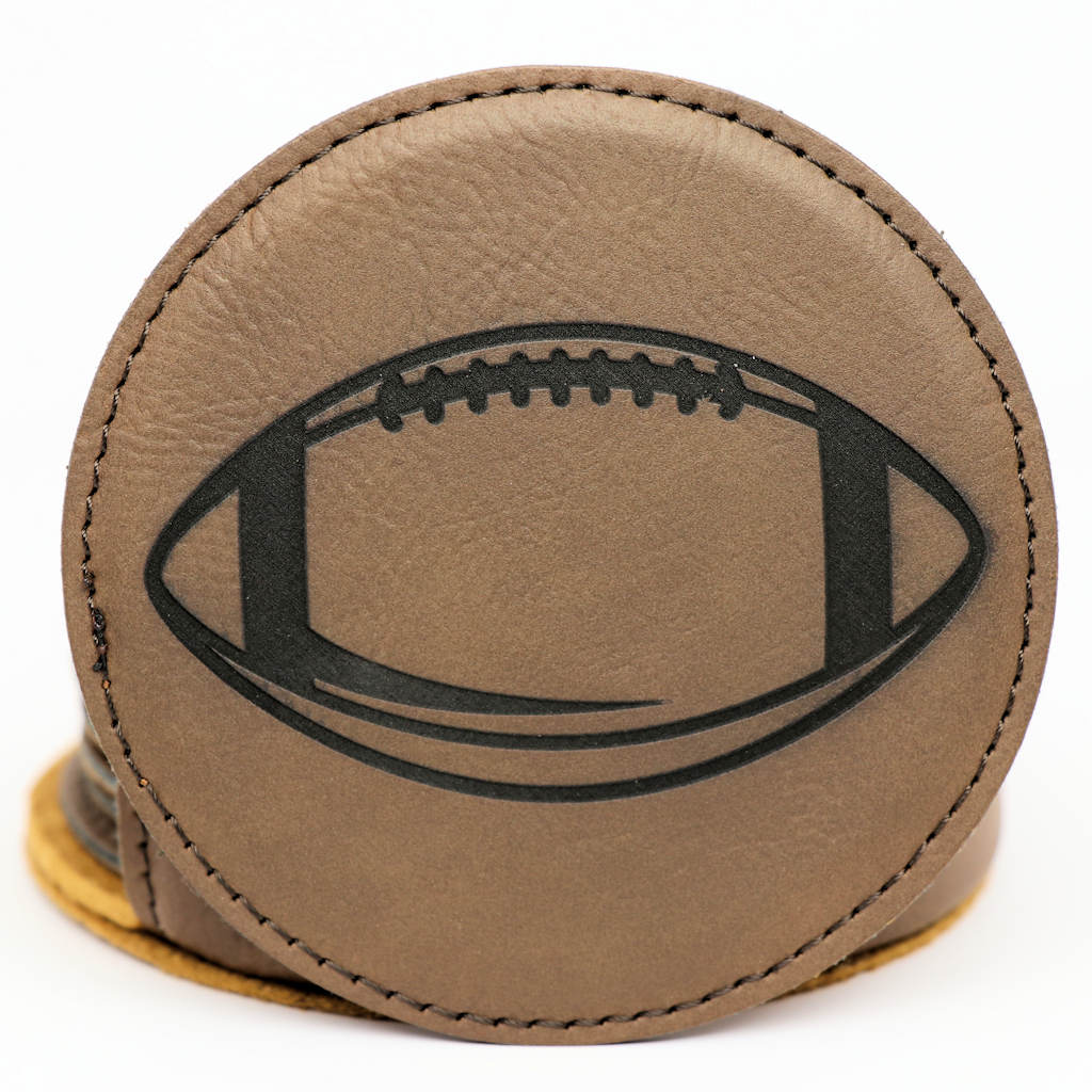 Sports Balls Round Leatherette Coaster Set - Dark Brown