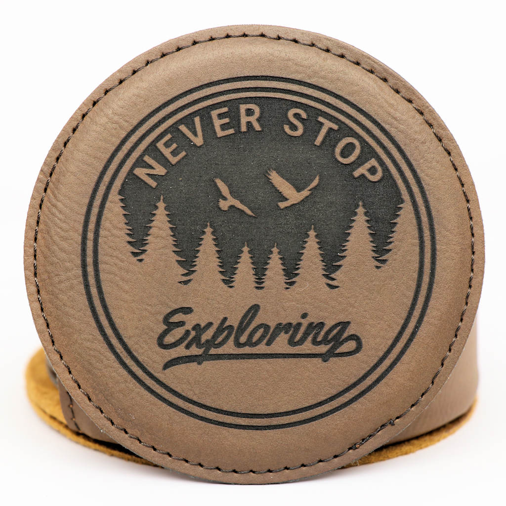 Explore Round Leatherette Coaster Set - Dark Brown