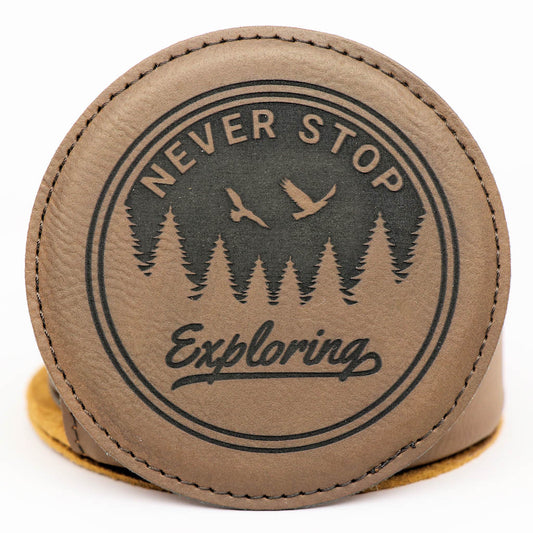 Explore Round Leatherette Coaster Set - Dark Brown