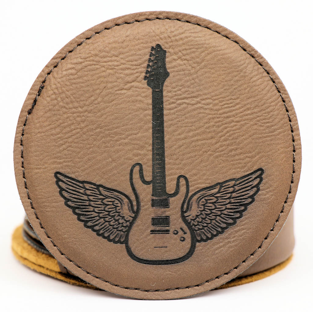 Rock 'n Roll Round Leatherette Coaster Set - Dark Brown