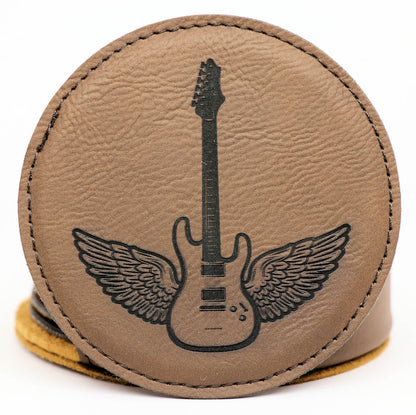 Rock 'n Roll Round Leatherette Coaster Set - Dark Brown