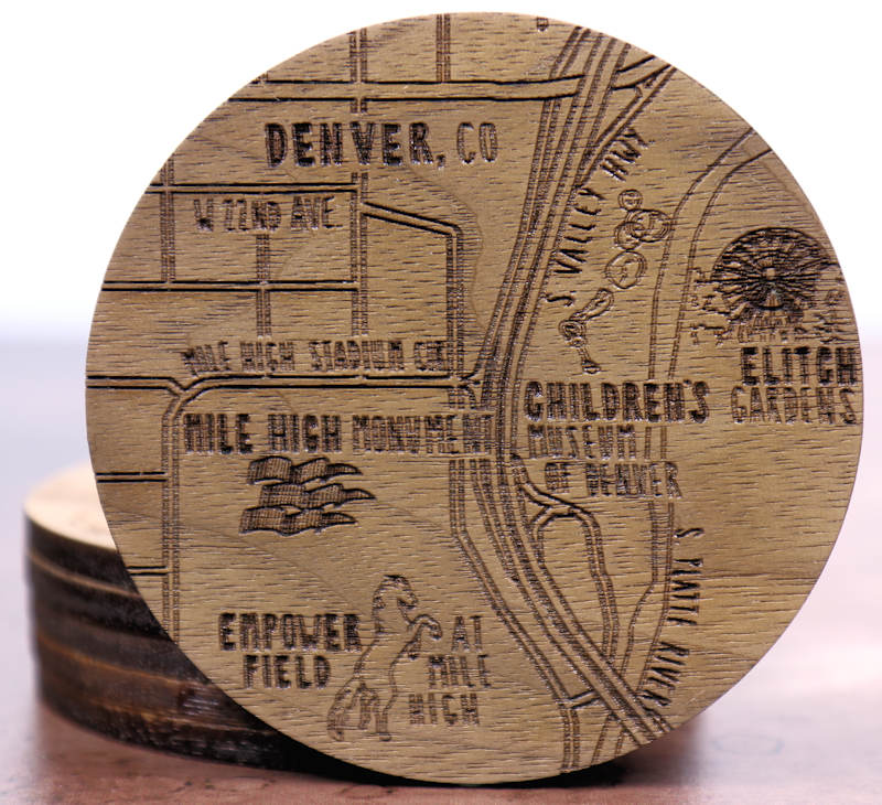Denver Colorado Solid Wood Coaster Set