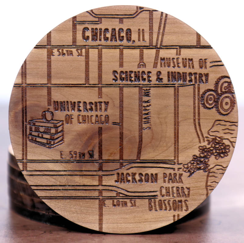 Chicago Illinois Solid Wood Coaster Set
