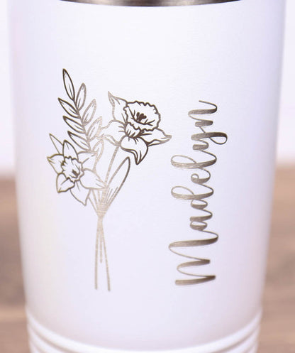 20 oz. Vacuum Insulated Tumbler with Slider Lid - Birth Flower